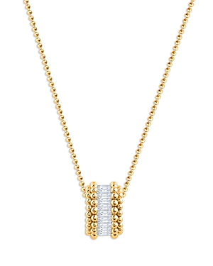 Diamond Baguette Beaded Pendant Necklace in 18K Yellow Gold, 0.35 ct. t.w., 16-20