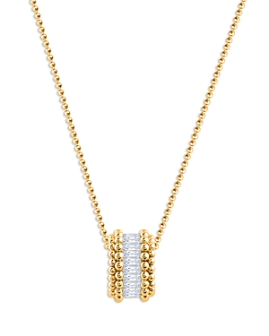 Harakh Diamond Baguette Beaded Pendant Necklace in 18K Yellow Gold, 0.35 ct. t.w., 16-20