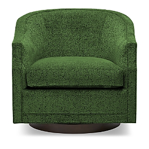 Massoud Keller Wood Swivel Chair In Dots Emerald