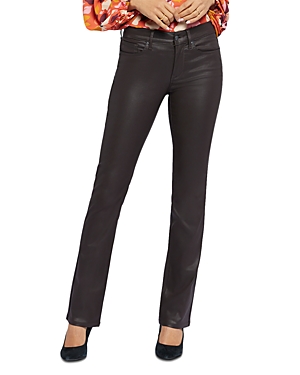 Shop Nydj Petite Marilyn High Rise Straight Leg Coated Jeans In Cordovan Coated
