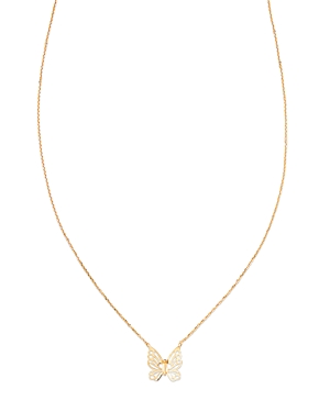 Moon & Meadow 14K Yellow Gold Openwork Butterfly Pendant Necklace, 18