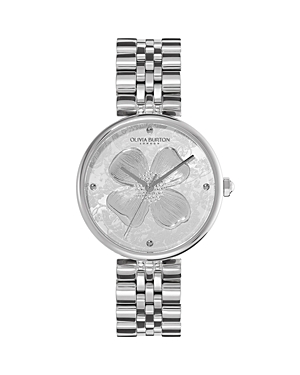 Shop Olivia Burton Dogwood T Bar Watch, 36mm In Silver