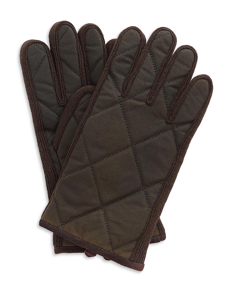 Barbour Winterdale Wax Cotton Gloves In Green