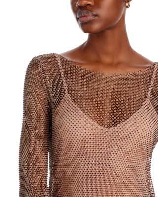 Dancing Queen Crystal Embellished Mesh Mini Dress Swim Cover-Up