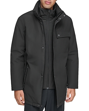 Shop Andrew Marc Harcourt Water Resistant Full Zip Car Coat With Attached Bib In Black