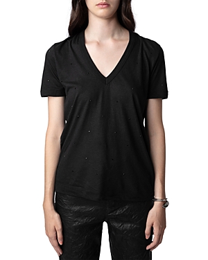 Zadig & Voltaire Wassa Diamante T-shirt In Noir
