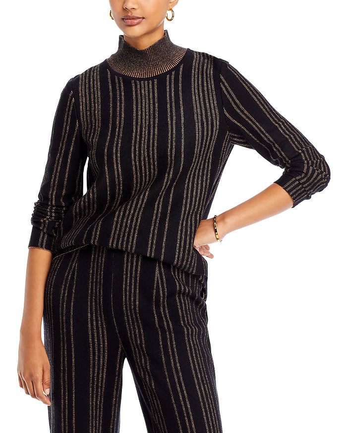 Stripe Knit Mock Neck Tunic