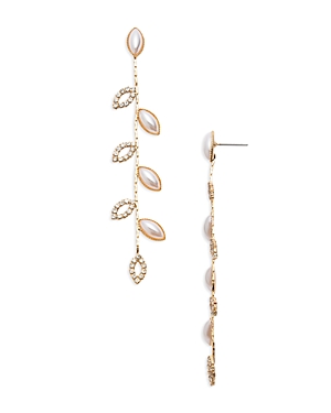 Aqua Imitation Pearl & Crystal Earrings In White/gold