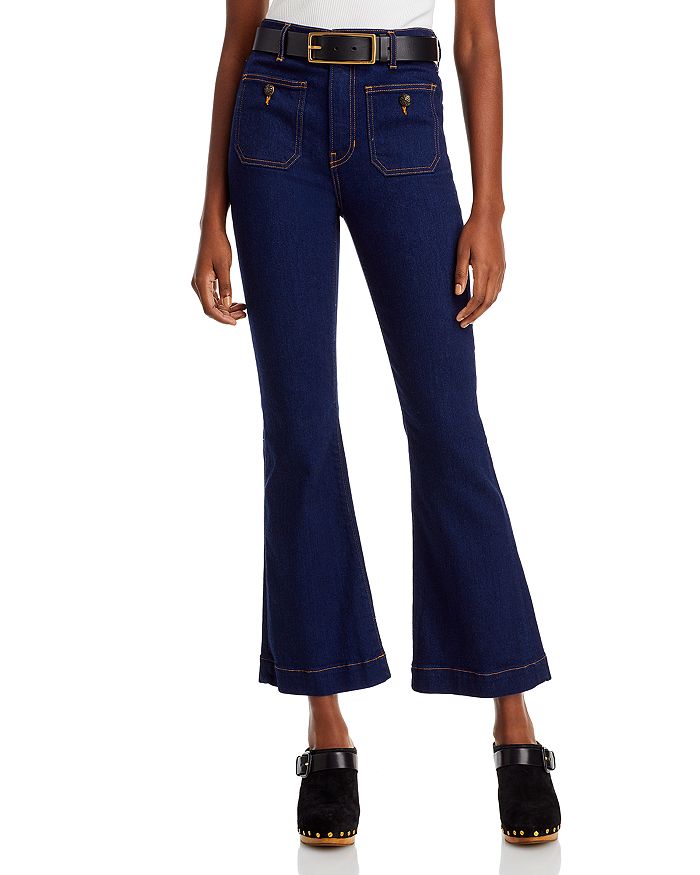 Veronica Beard Women's Carson High Rise Ankle Flare Jeans in Oxford - Blue - Size 27 - Oxford