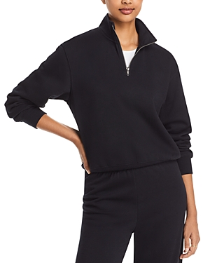 Z Supply Half Zip Fleece Sweatshirt In Black