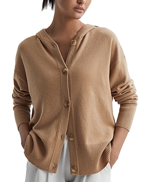 Reiss Evie - Camel Wool Blend Hooded Cardigan, S In Camel