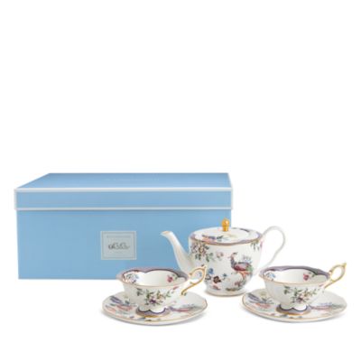 Fortune Teapot and Set of 2 Teacups & Saucers