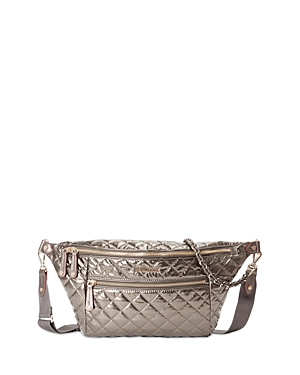 Mz Wallace Large Crossbody Sling Bag In Moondust Metallic Lacquer/light Gold