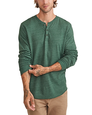 Marine Layer Double Knit Henley Shirt In Pine Grove