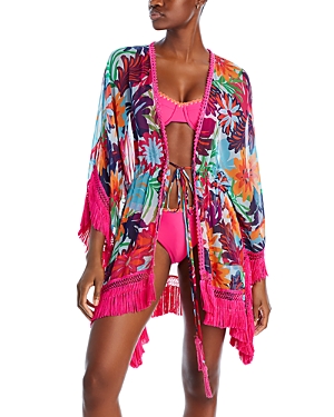 Ramy Brook Lilyana Multi Flower-print Kimono Coverup In Multi Flow