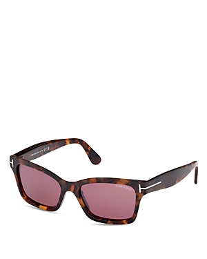 Shop Tom Ford Mikel Square Sunglasses, 54mm In Havana/pink Mirrored Solid