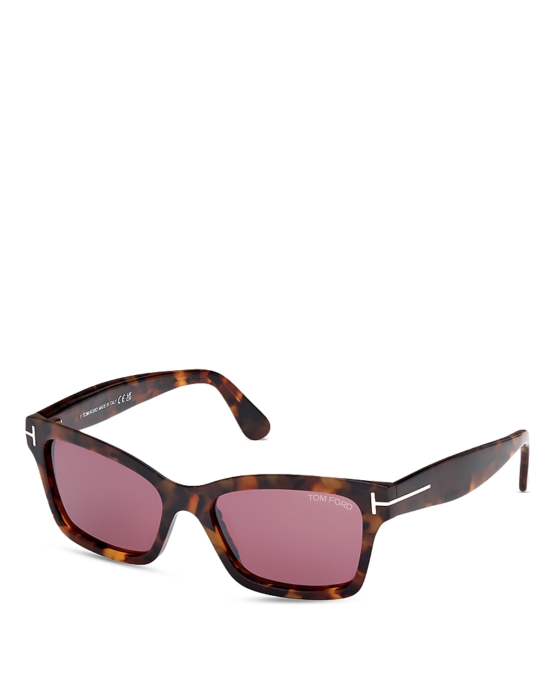 Tom Ford Mikel Acetate Square Sunglasses In Havana/pink Mirrored Solid