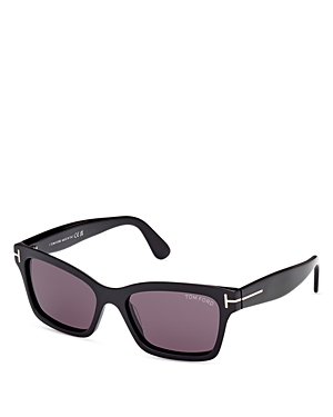 Shop Tom Ford Mikel Square Sunglasses, 54mm In Black/purple Solid