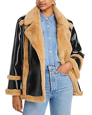 Shop French Connection Belen Faux Shearling Jacket In Black Multi