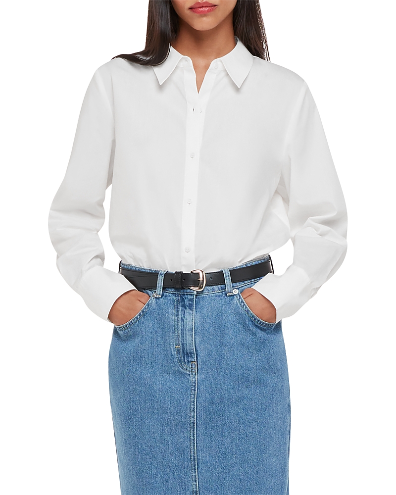 Whistles Boxy Cotton Shirt In White