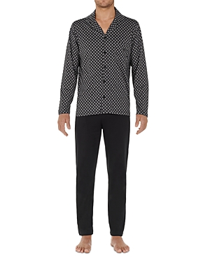 Hom Vince Cotton Jersey Pyjamas Set In Black Print
