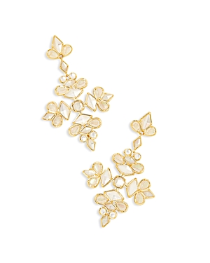 Shop Kendra Scott Kinsley Malachite & Rock Crystal Statement Earrings In Gold Ivory