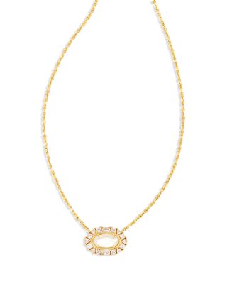 Kendra Scott - Elisa Crystal Framed Mother of Pearl Adjustable Pendant Necklace in 14K Gold Plated, 16"