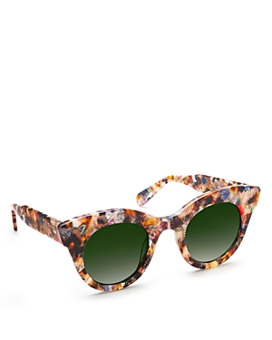 Krewe Olivia Rounded Acetate Cat-eye Sunglasses In Multi/green Gradient