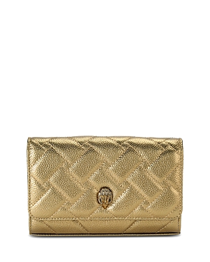 Shop Kurt Geiger Extra Mini Quilted Leather Kensington Clutch In Gold