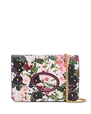 Shop Oscar De La Renta O Pouchette Floral Print Shoulder Bag In Multi/brass