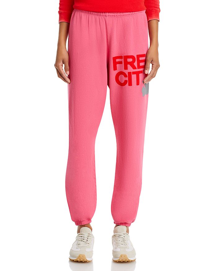 Free City Cotton Logo Sweatpants In Pinklips Cherry