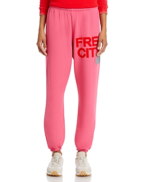 Free City Cotton Logo Sweatpants in Pink Plant Silver