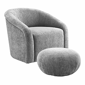 Tov Furniture Boboli Gray Chenille Chair And Ottoman Set