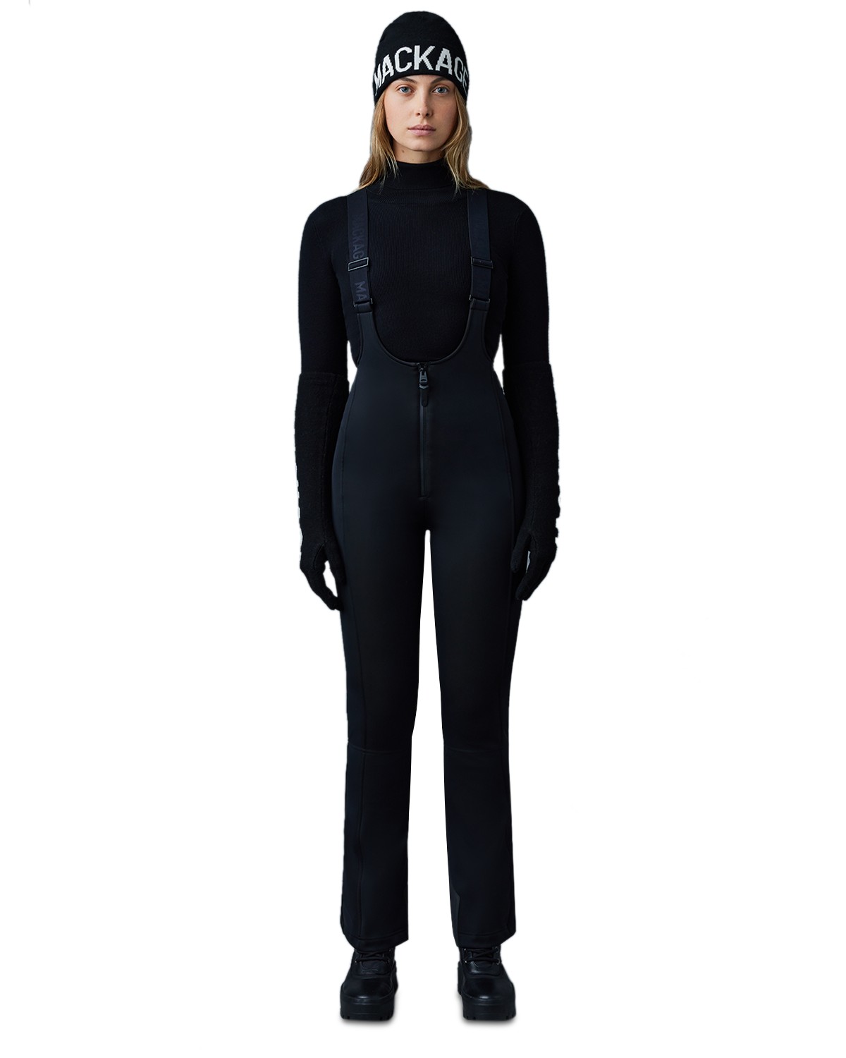 Mackage Gia Ski Suspender Bib Pants in Black
