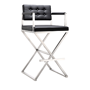 Shop Tov Furniture Director Stainless Steel Barstool In Black