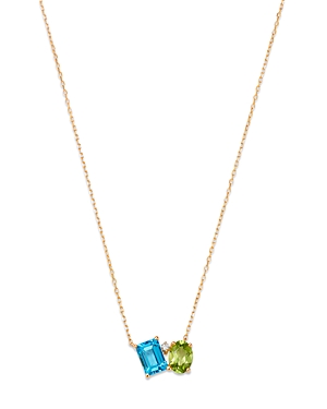 Bloomingdale's Peridot, Blue Topaz, & Diamond Pendant Necklace in 14K Yellow Gold, 18