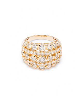 Diamond Bezel Multi Row Statement Ring in 14K Yellow Gold, 1.85 tcw