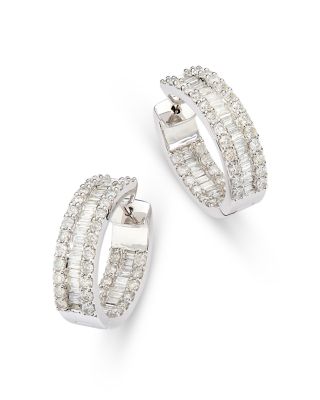 Bloomingdale's Fine Collection Diamond Baguette & Round Small Hoop Earrings, 5.54 ct. t. w.