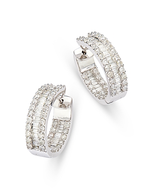 Bloomingdale's Diamond Baguette & Round Small Hoop Earrings, 5.54 Ct. T.w. In White