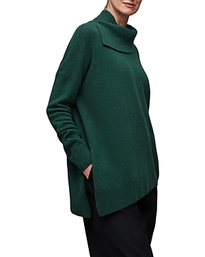 Allsaints Whitby Cashmere Blend Funnel Neck Sweater In Bottle Green
