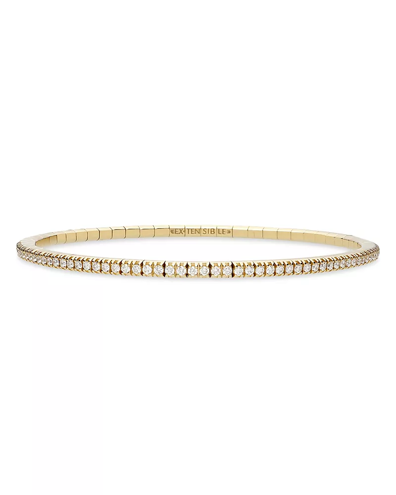 Extensible 18K Gold Stretch Diamond Tennis Bracelet