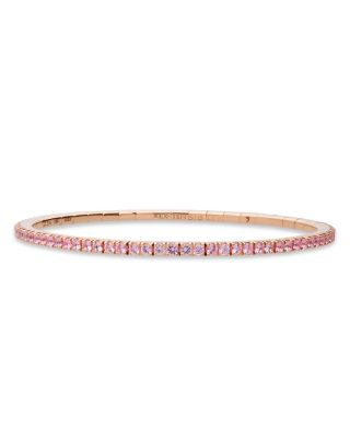EXTENSIBLE - 18K Rose Gold Pink Sapphire Stretch Tennis Bracelet