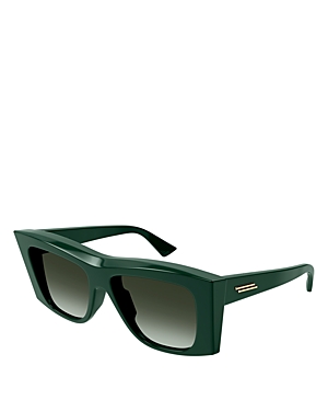 Bottega Veneta Edgy Square Sunglasses, 54mm In Green