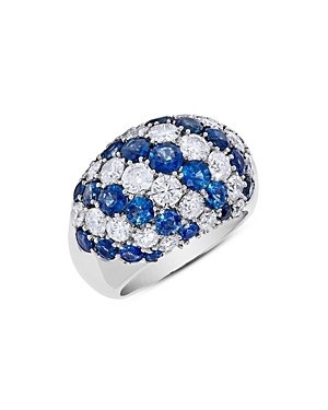 Bloomingdale's Sapphire & Diamond Dome Ring In 14k White Gold In Blue/white
