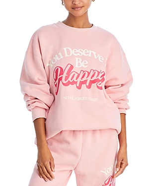 The Mayfair Group Happy Graphic Sweatshirt In Pink