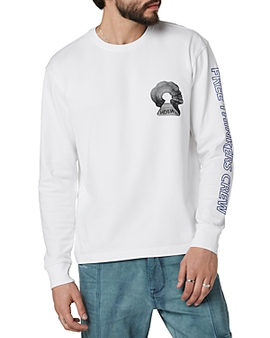 Shop Hudson Cotton Graphic Long Sleeve Tee In White Mind