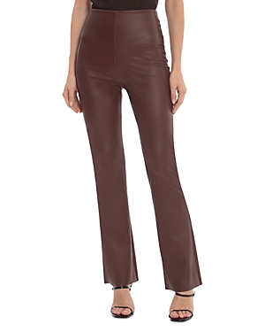 Bagatelle Faux Leather Flare Leg Trousers In Chestnut