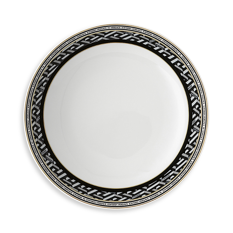 Versace La Greca Signature Soup Plate In Black
