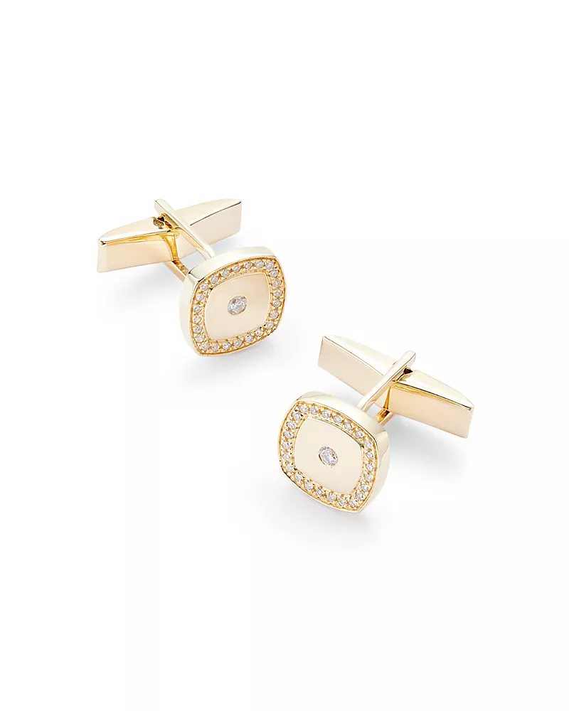 Bloomingdale's Fine Collection Men's Diamond Halo Cufflinks in 14K Yellow Gold, 0.30 tcw