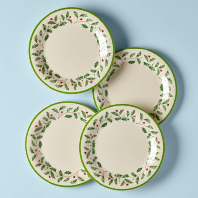 Holiday 4 Piece Melamine Dinner Plate Set